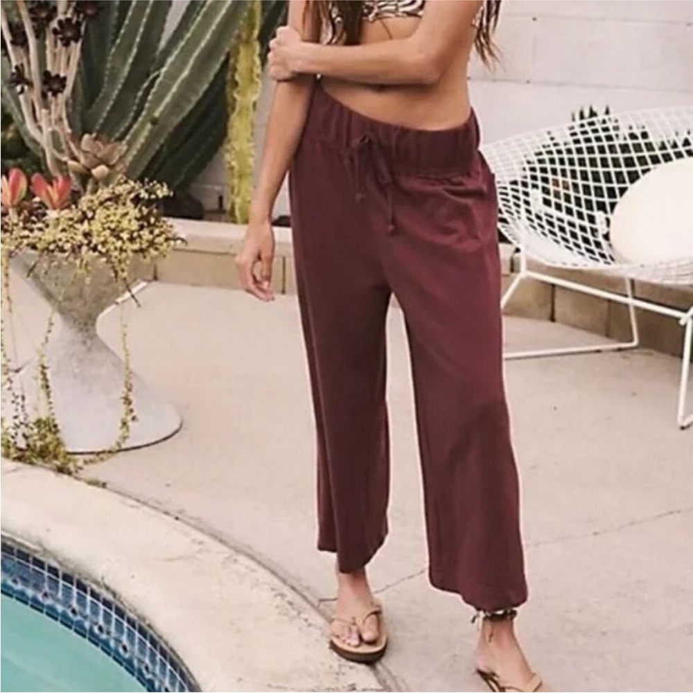 Free People Beach Burgundy Cropped Pants